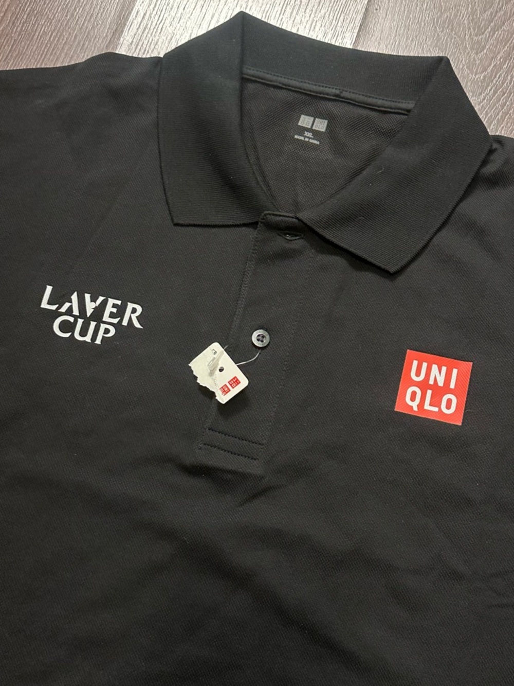 NWT - Laver Cup UNIQLO Black Polo Roger Federer Tennis Shirt - Picture 2 of 7